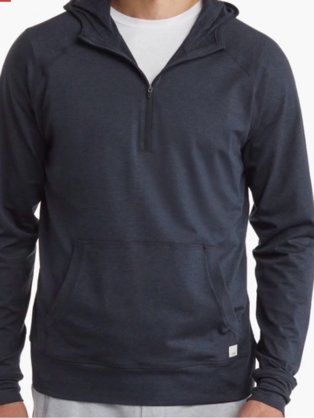 Vuori Ponto Performance Black Men's Quarter-Zip Pullover Hoodie